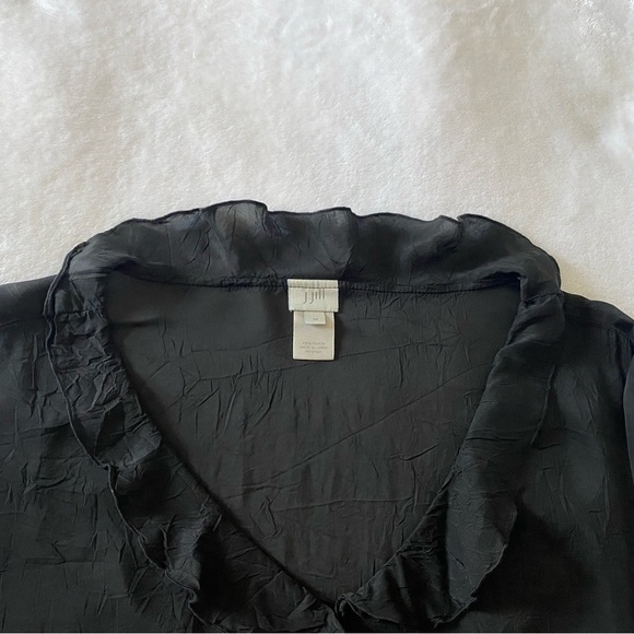 J. Jill Ruffle Black Top Size Medium - Picture 5 of 8